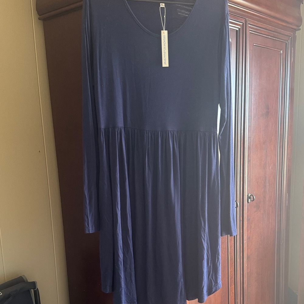 Elegant Navy Long Sleeve Dress